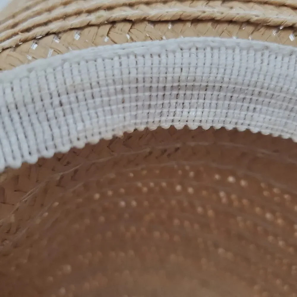 Floppy Brim Straw Paper Hat with Fabric Sash Tie Bow